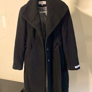 Calvin Klein Black Wool Blend Pea Coat Size 2